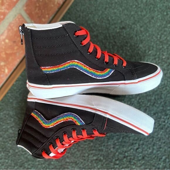 Vans SK8-Hi Zip Chenille Rainbow Kids Size 3.5 - Picture 7 of 14